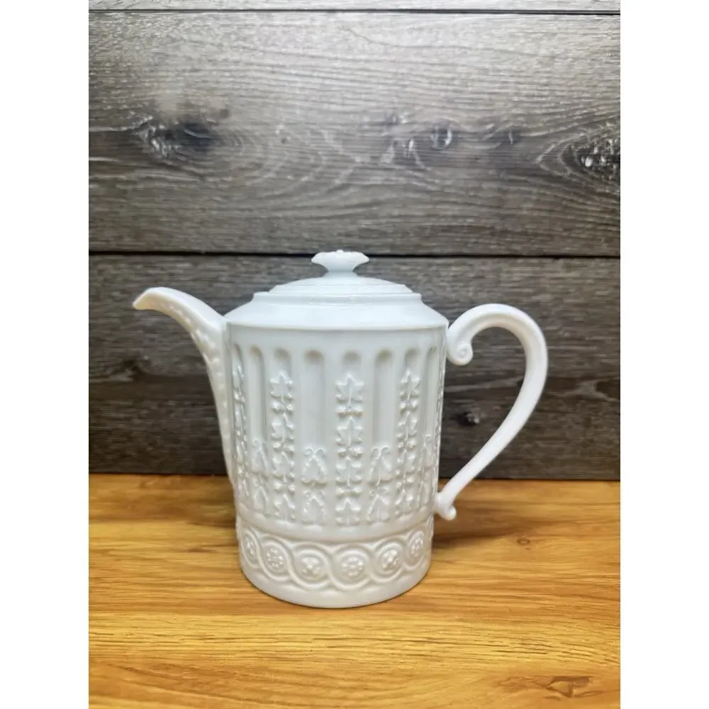 Bernardaud France Louvre 4 Cup White Porcelain Coffee Tea Pot 7” Tall
